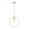 Złota lampa wisząca ring z białą kulą - Bella 25