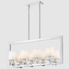 Podłużna lampa wisząca London chrom z 8 białymi abażurami
