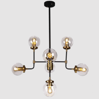 Lampa wisząca Boston 8xE27 czarno–mosiężna Cosmolight