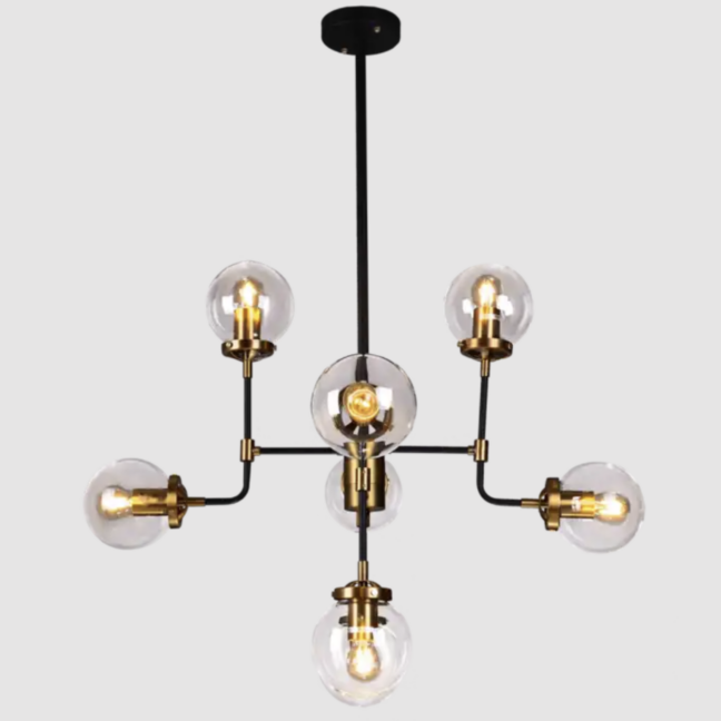 Lampa wisząca Boston 8xE27 czarno–mosiężna Cosmolight