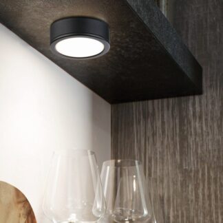 Zestaw 3 czarnych opraw meblowych LED 2700K 3.5W – ciepłe podświetlenie szafek i blatów