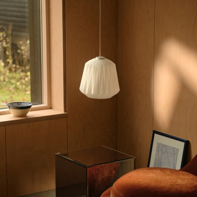 Szklana plisowana lampa wisząca w stylu skandynawskim - Nordlux Elbie