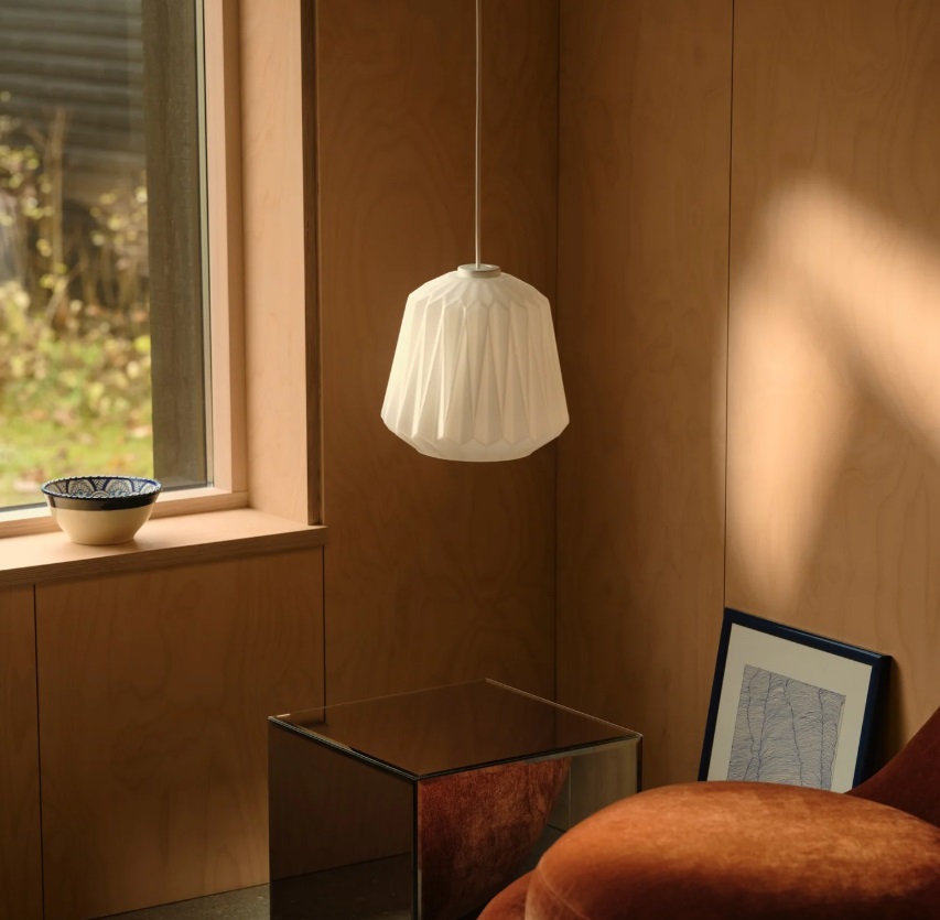 Szklana plisowana lampa wisząca w stylu skandynawskim - Nordlux Elbie