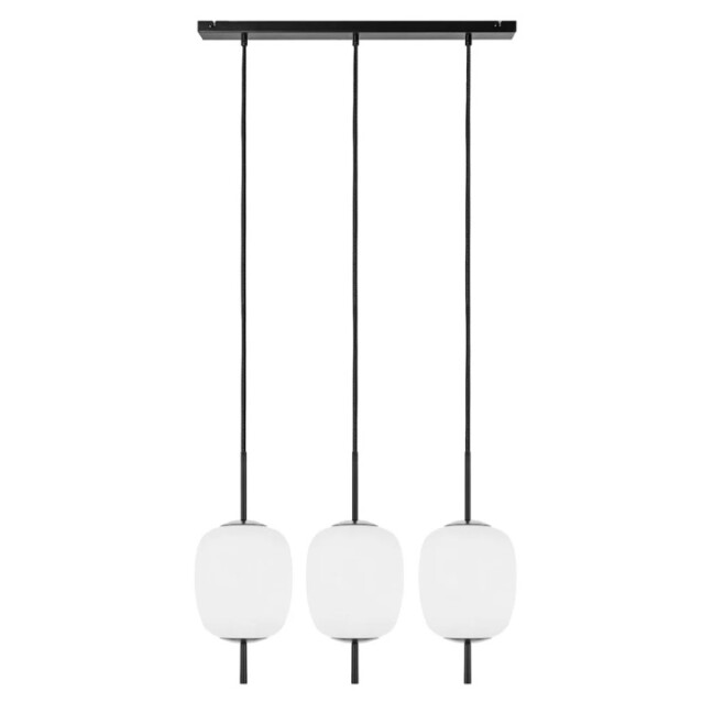 Lampa wisząca Epli Mini 3L czarna z trzema kloszami ze szkła opalowego