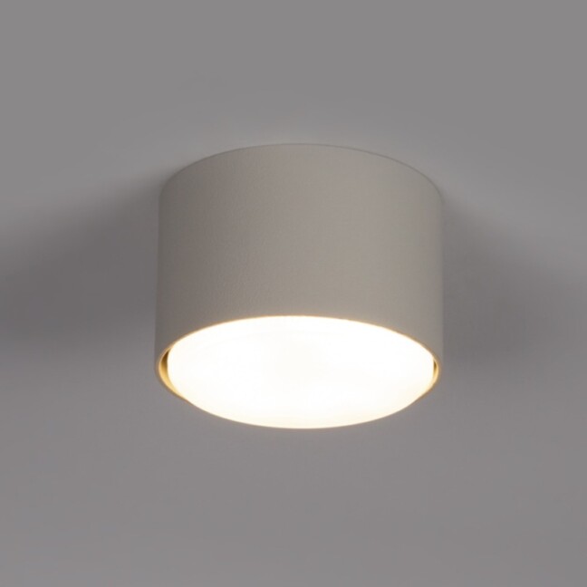 Lampa sufitowa natynkowa Tubo S – szaro-beżowy walec