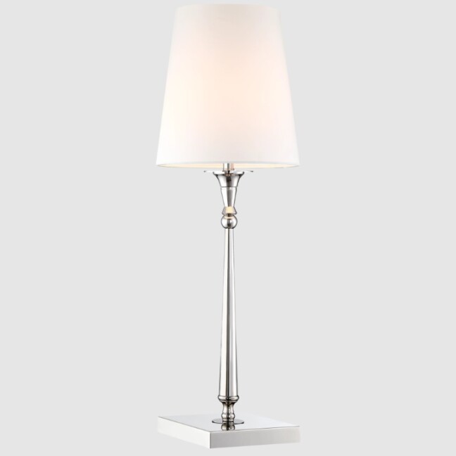 Lampka stołowa Austin srebrna z białym abażurem E27 40W