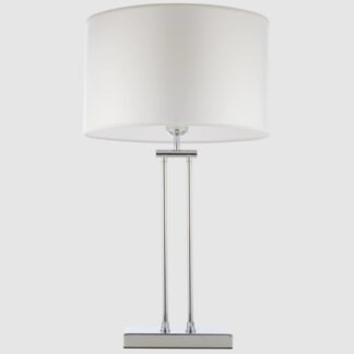 Lampka stołowa Athens chrom z białym abażurem w stylu Hampton