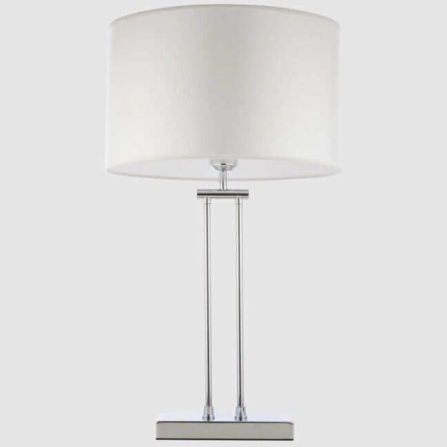 Lampka stołowa Athens chrom z białym abażurem w stylu Hampton