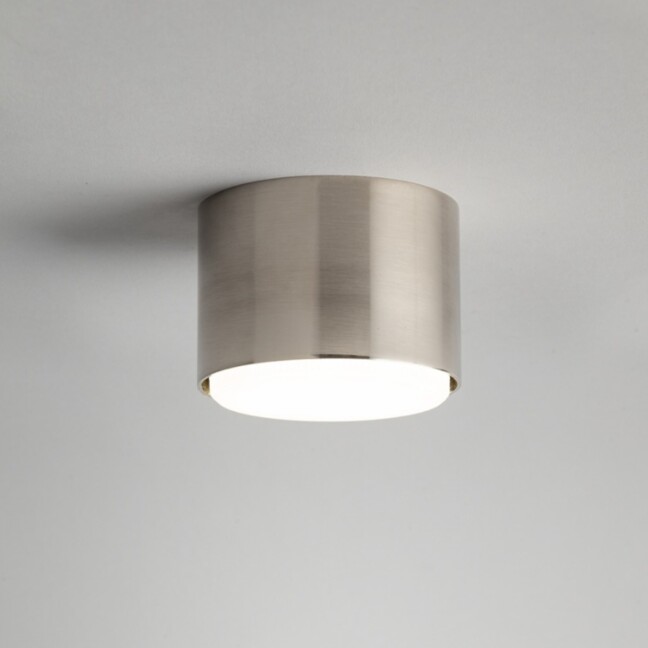 Satynowa lampa sufitowa natynkowa Tubo S – srebrny cylinder