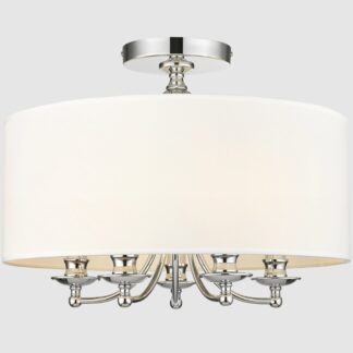 Plafon Abu Dhabi 50 srebrny z białym abażurem, 5xE14, styl Hamptons