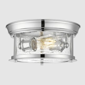 Srebrny plafon sufitowy Warwick 28 z transparentnym kloszem z pęcherzykami