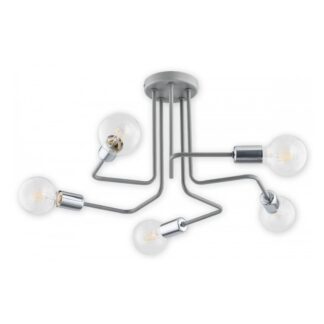 Szara lampa sufitowa Pixi 5 z pięcioma ramionami na żarówki E27