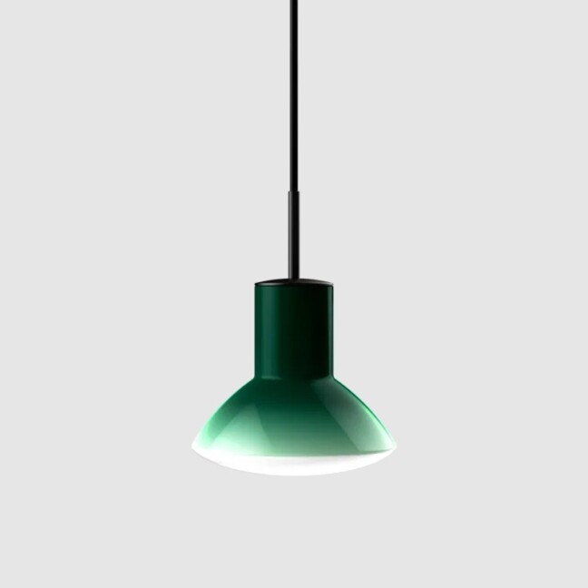 Zielona lampa wisząca Onda ze szklanym kloszem nad stół