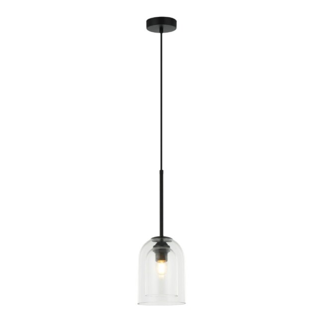 Lampa wisząca nad wyspę Elaris z podwójnym szklanym kloszem