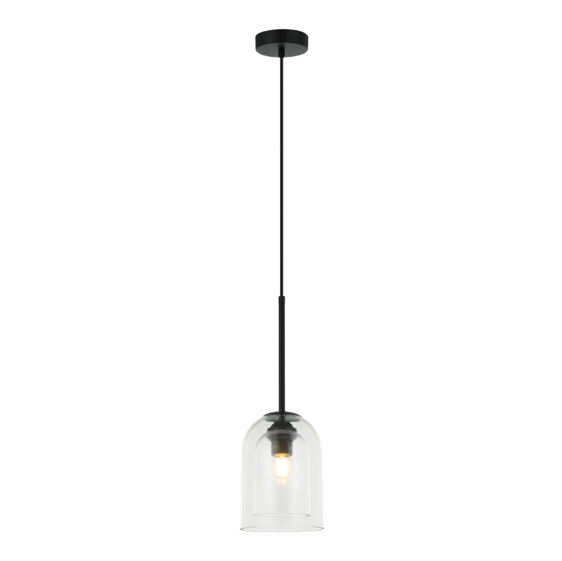 Lampa wisząca nad wyspę Elaris z podwójnym szklanym kloszem