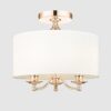 Lampa sufitowa Abu Dhabi złota z białym abażurem 3xE14 styl nowojorski