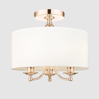 Lampa sufitowa Abu Dhabi złota z białym abażurem 3xE14 styl nowojorski