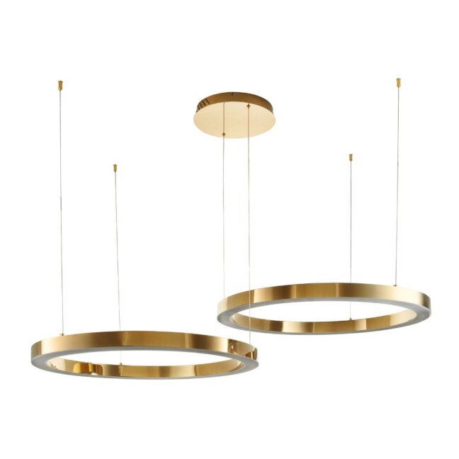 Lampa wisząca Circle Step złota z dwoma ringami LED 80+80