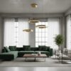 Złota lampa wisząca Circle LED z trzema pierścieniami 40+60+80