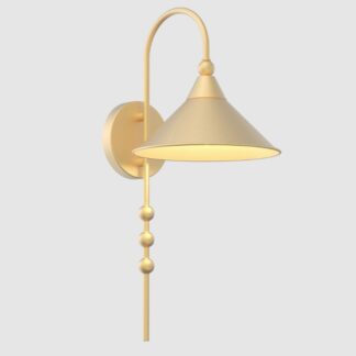 Złoty kinkiet Ashford ze stożkowym kloszem i dekoracyjnymi kulkami