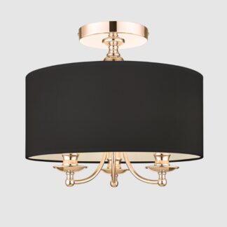 Plafon Abu Dhabi 40 – złoto-czarny sufitowy z abażurem, 3xE14, styl Hampton
