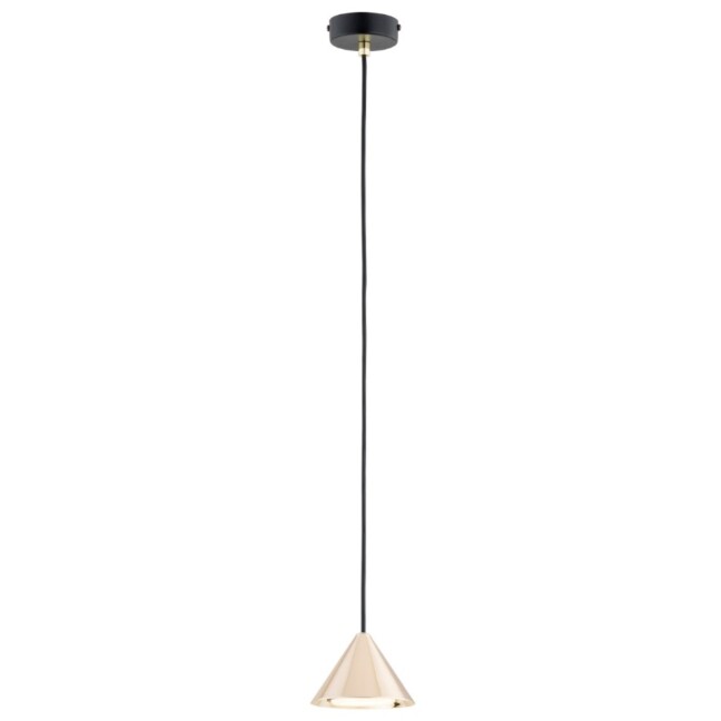 Złota lampa wisząca z małym stożkowym kloszem - Emibig Elit