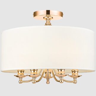 Żyrandol Abu Dhabi 50 złoty z białym abażurem, 5xE14