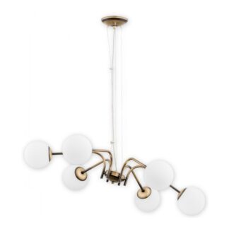 Lampa wisząca Nol 6 patyna z mlecznymi kulami E14