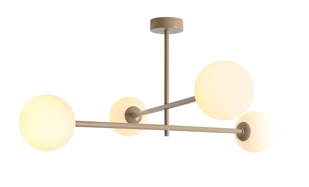 Żyrandol Pinne Beige z 4 mlecznymi kulami