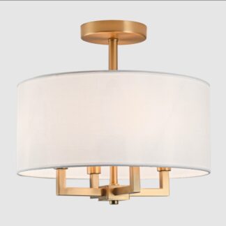 Plafon Lille biały z mosiężnym stelażem, 4xE14