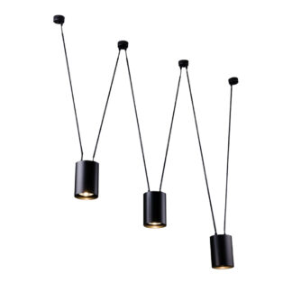 Czarna lampa wisząca Viwin 3 z trzema metalowymi kloszami