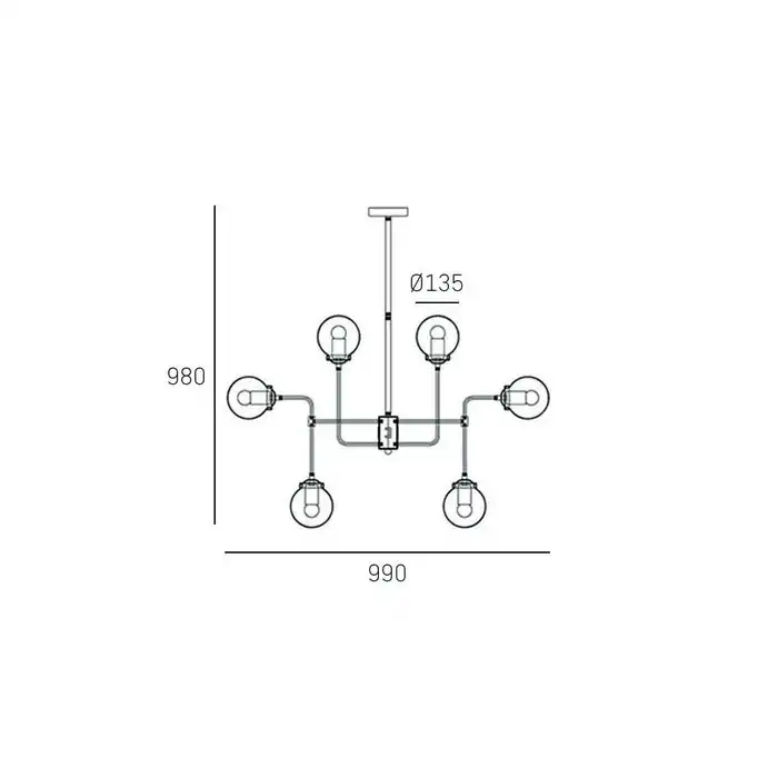 Lampa wisząca Boston Cosmolight 12xE27 czarna z mosiężnymi detalami i szklanymi kulami