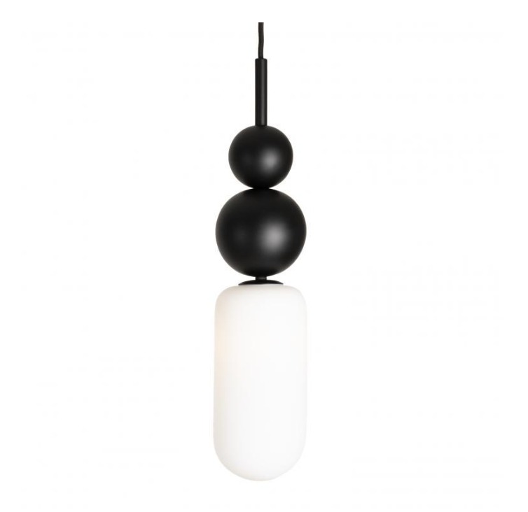 Lampa wisząca Nova Black czarna z mlecznym kloszem