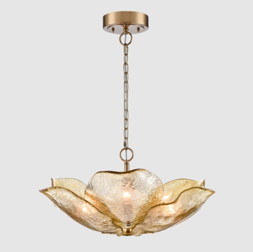 Lampa wisząca Wellington z bursztynowego szkła, 6 źródeł E14