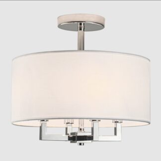 Plafon Lille biały z abażurem i chromowanymi detalami