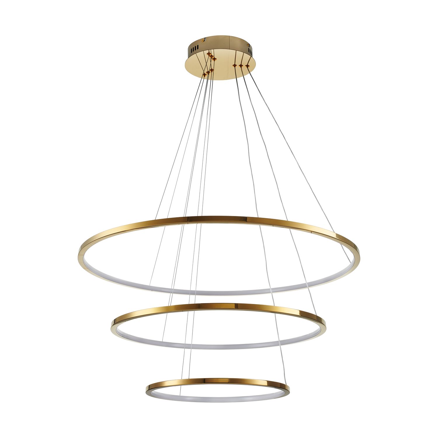 Złota lampa ring LED potrójna kaskadowa - Circle Slim 40+60+80