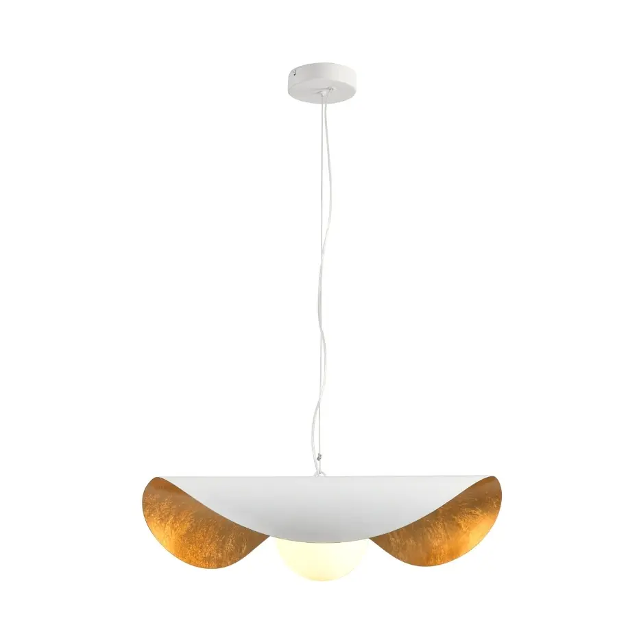 Designerska lampa nad stół biała ze złotym wnętrzem - Enzo 40