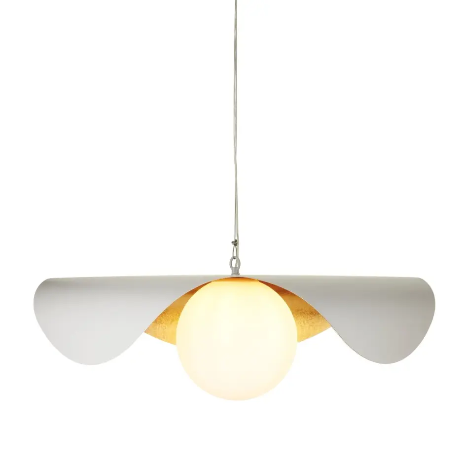 Designerska lampa nad stół biała ze złotym wnętrzem - Enzo 40