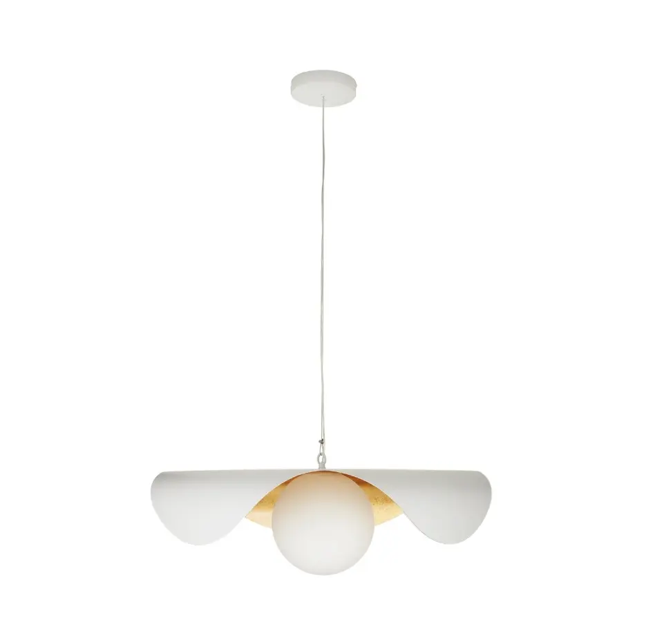 Designerska lampa nad stół biała ze złotym wnętrzem - Enzo 40