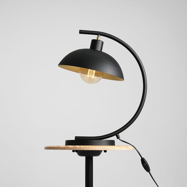 Czarna lampa stołowa Espace Loft z metalowym kloszem