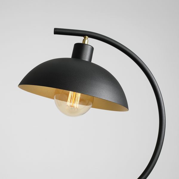 Czarna lampa stołowa Espace Loft z metalowym kloszem
