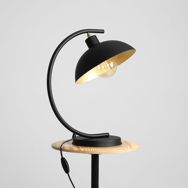 Czarna lampa stołowa Espace Loft z metalowym kloszem