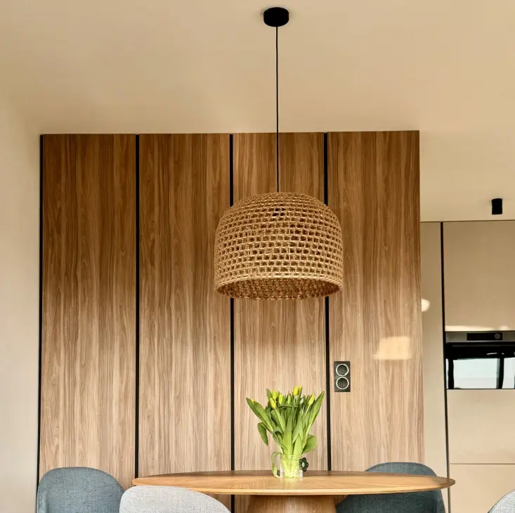 Lampa wisząca boho Kanso 40 – rattanowy klosz w kolorze naturalnym