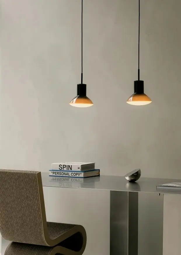 Gradientowa lampa wisząca nad stół Onda ochra, szklany klosz