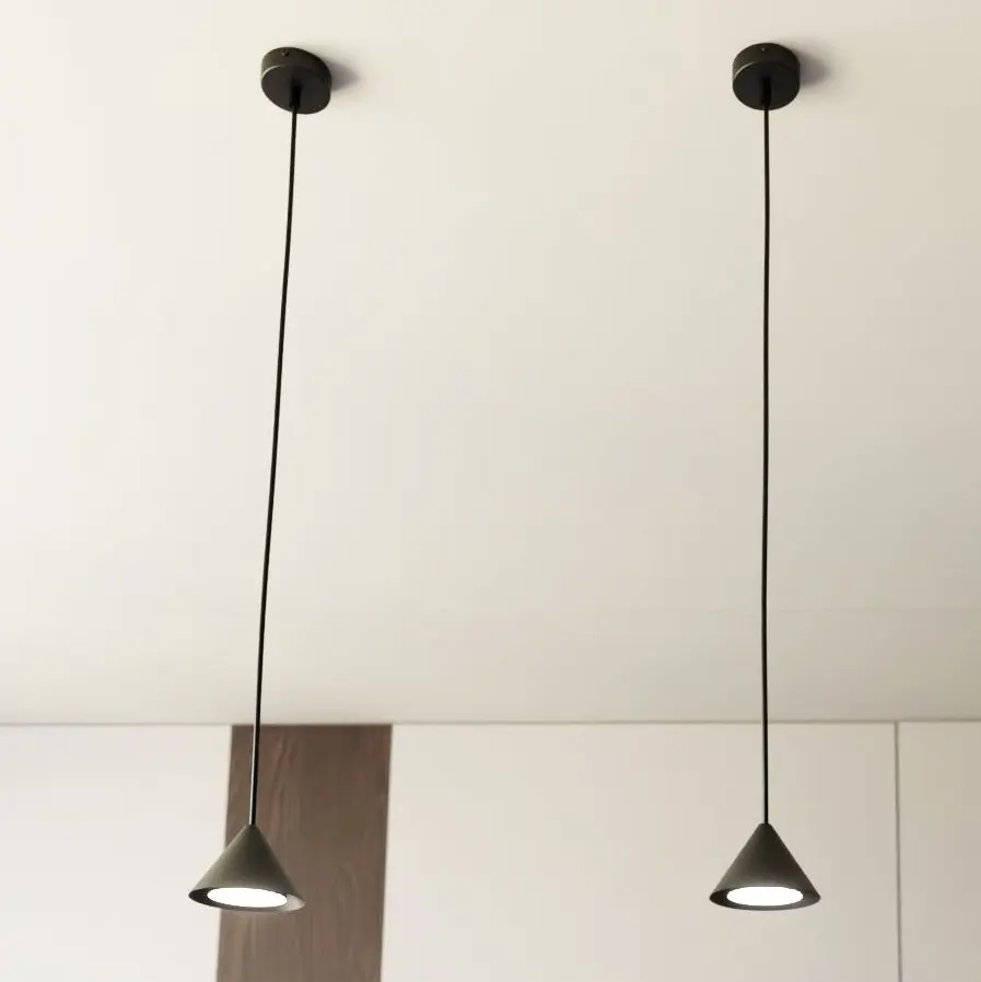 Mała czarna lampa wisząca stożek nad wyspę - Emibig Elit