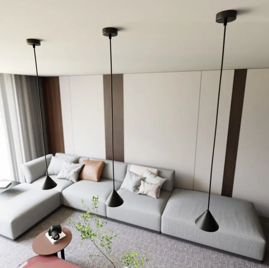 Mała czarna lampa wisząca stożek nad wyspę - Emibig Elit