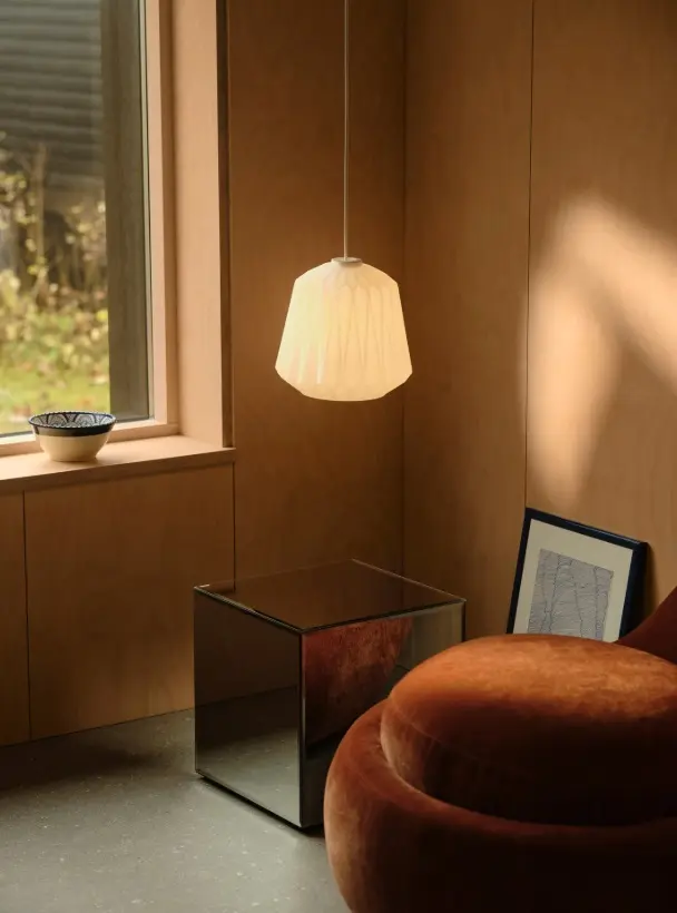 Szklana plisowana lampa wisząca w stylu skandynawskim - Nordlux Elbie