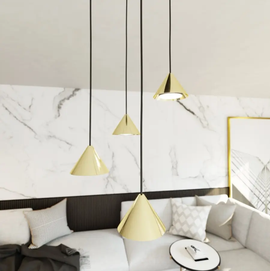 Złota lampa kaskadowa nad okrągły stół - Emibig Elit 4 Premium