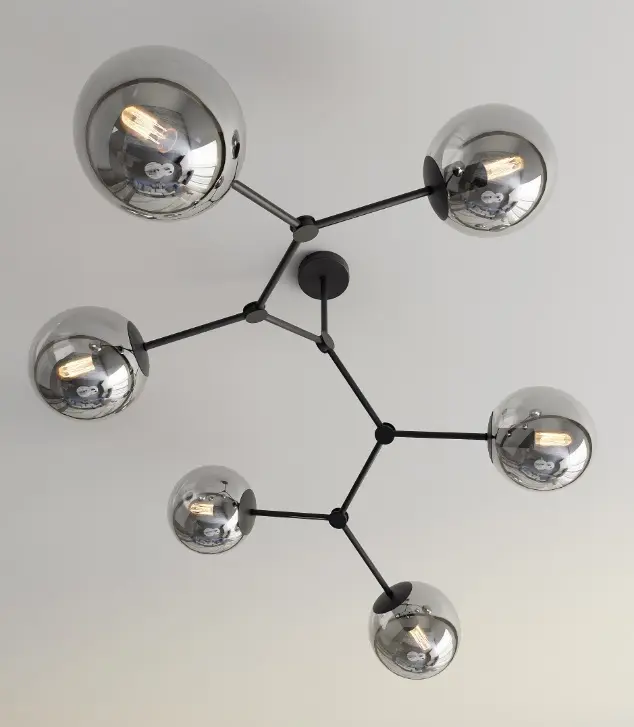 Duża lampa molekularna z dymionego szkła czarna - Emibig Space 6
