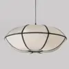Duża lniana lampa wisząca japandi do salonu Hikari 70 cm